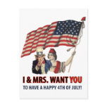Uncle Sam Greetings For The Fourth postcards
