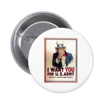 Uncle Sam I Want You For US Army Pinback Buttons