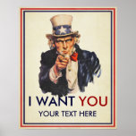 Uncle Sam "I Want You" Personalised Poster