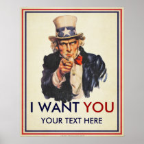 Uncle Sam "I Want You" Personalised Poster