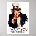 Uncle Sam "I Want You" Personalised Print