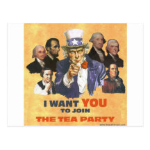 UNCLE SAM JOIN TEA PARTY POST CARD