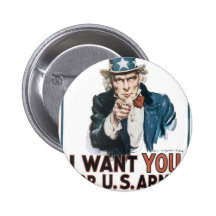 Uncle Sam Poster, America. I Want You For... Buttons