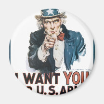 Uncle Sam Poster, America. I Want You For... Refrigerator Magnets