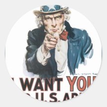Uncle Sam Poster, America. I Want You For... Sticker