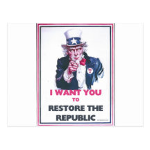 UNCLE SAM RESTORE THE REPUBLIC POSTCARDS