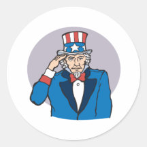 Uncle Sam Salutes You Round Sticker