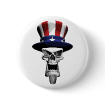 Uncle Sam Skull Buttons