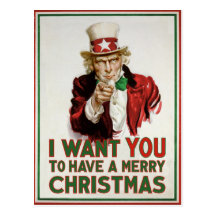 Uncle Sam wants YOU to have a Merry Christmas Postcard