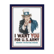 Uncle Sam Wants You World War 2 Postcard