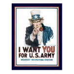 Uncle Sam Wants You World War 2 Postcard