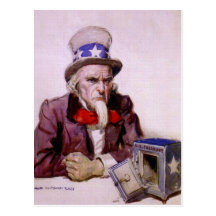 Uncle Sam With An  Empty Treasury Postcard