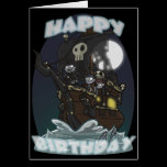Undead Pirate Ship Birthday Card cards