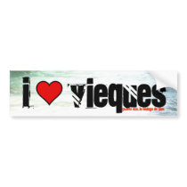 Under the Pier in Esperanza, heart, I, vieques,... Bumper Stickers