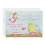 Under the sea mermaid girl's birthday party invite invitations