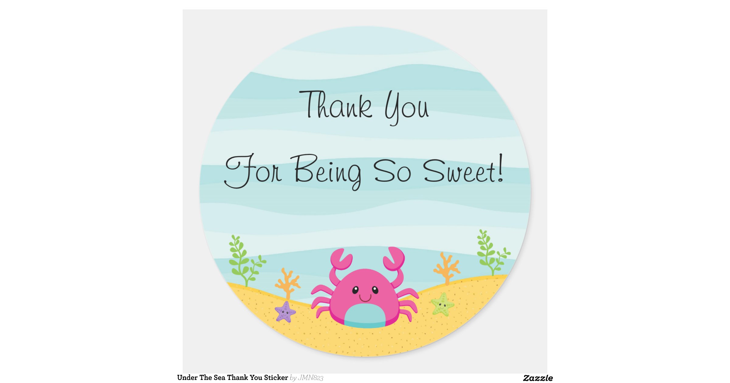 Under The Sea Thank You Sticker | Zazzle