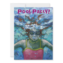 Under Water Swimmer Pool Party Invitation