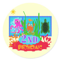 Undersea 2nd Birthday T-shirts and gifts Stickers
