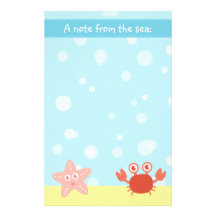 Underwater theme with Starfish and Crab Customized Stationery
