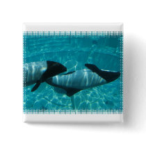 Underwater Whales Square Pin