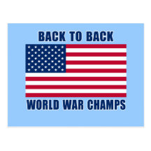 Undisputed World War Champions with American Flag Postcards