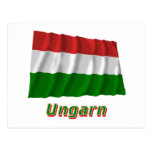 Ungarn Fliegende Flagge mit Namen postcards