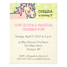 Unicorn Birthday Party Invitations 4.25 in