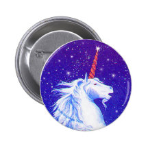 Unicorn head pinback buttons