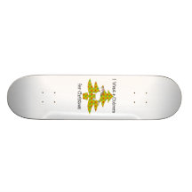 Unicorn in Christmas tree on gold Skateboard Decks