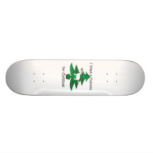Unicorn in Christmas tree on green Skateboard Deck