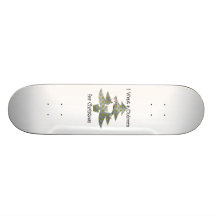 Unicorn in Christmas tree on silver Skate Board Decks