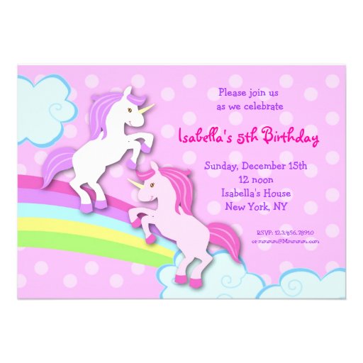Unicorn Little Pony Birthday Party Invitations