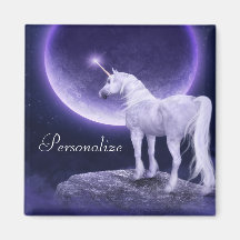 Unicorn & Moon Purple Fantasy Personalised Magnet