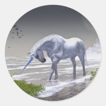 Unicorn Moon Round Sticker
