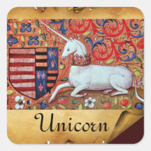 UNICORN OLD BROWN PARCHMENT STICKERS