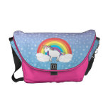 Unicorn on rainbow and clouds on star background commuter bags