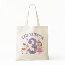 Unicorn Princess 3rd Birthday Canvas Bags