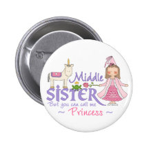 Unicorn Princess Middle Sister Pinback Buttons