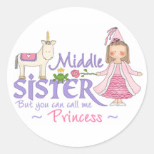 Unicorn Princess Middle Sister Round Sticker