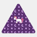 Unicorn purple stars and moons triangle stickers