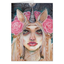 Unicorn Queen w Golden Eyes Greeting Cards