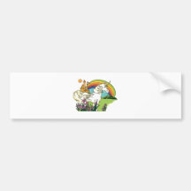 unicorn rainbow castle scene bumper stickers