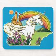 unicorn rainbow castle scene mousemat