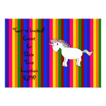 Unicorn rainbow stripes custom announcement