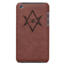 Unicursal Hexagram Thelemic Symbol on Red Leather iPod Touch Cases