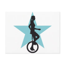 unicycle rider postkarte
