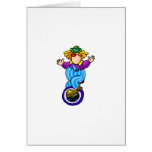 Unicycle riding Clown Cards