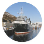 Unimak, Factory Trawler in Dutch Harbor, Alaska Round Stickers