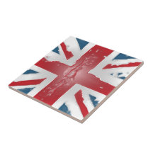 Union Jack British flag  Abstract wax art Ceramic Tile