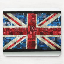Union Jack England UK flag sequin glitter mousepad